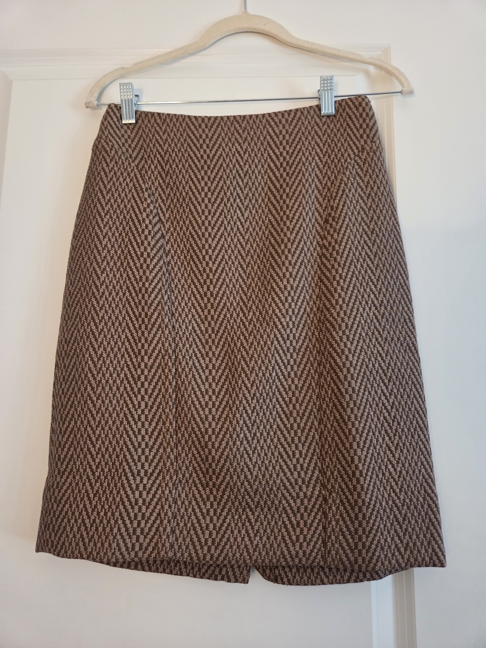 Maeve Brown Herringbone Midi Skirt